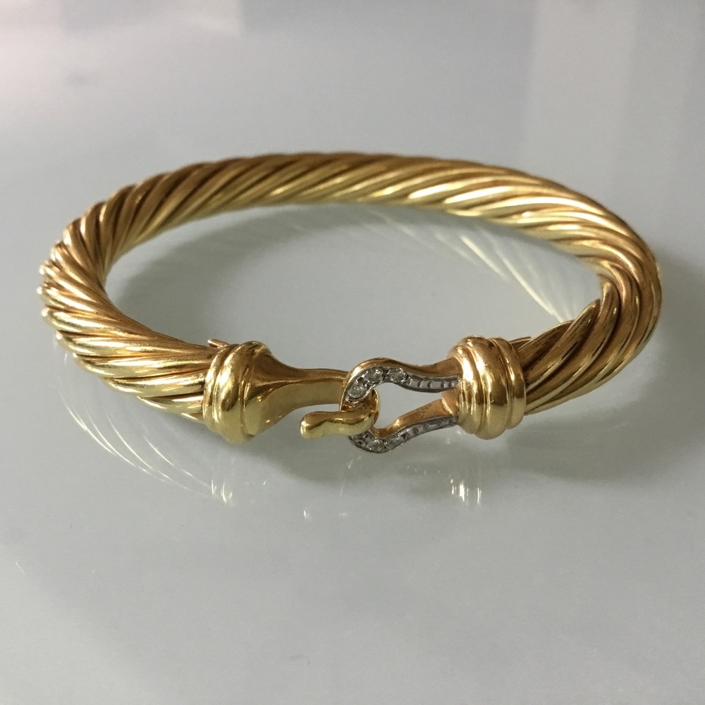 David Yurman 18k Diamond Buckle Bracelet